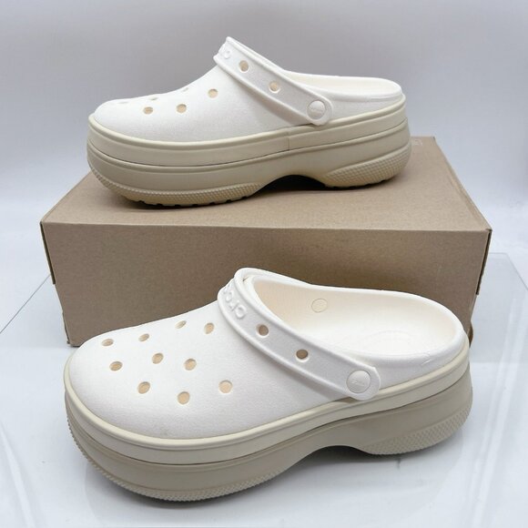 CROCS CLASSIC STACKED CLOG Platform CHALK WHITE Womens US 9 - NEW - Picture 2 of 12